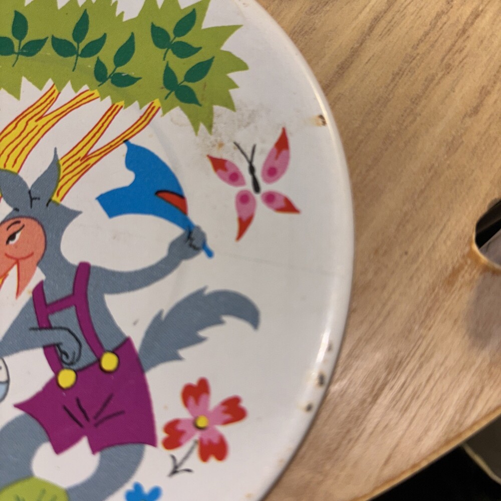 Vintage red riding Hood Big Bad Wild Tea Plate And Cups Metal Toy Replacement - Picture 2 of 10